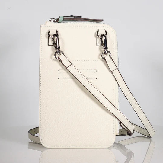 Minx Call Me Ivory Sage Leather Phone Case Purse