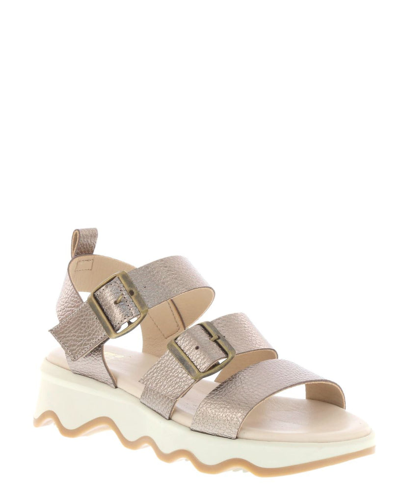 Nu X Neo Davina Plata Bronze Leather Platform Wedge Sandal