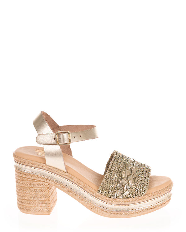 Nui X Neo Queenie Platino Leather & Textile Platform Heel