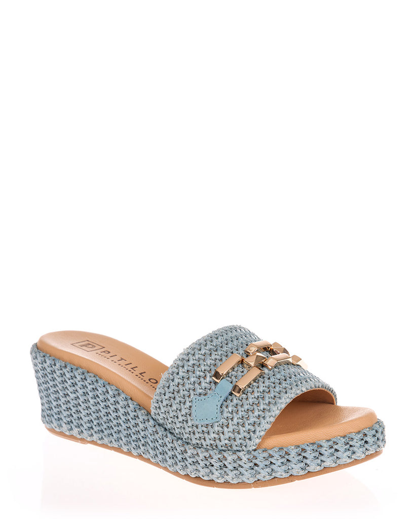 Pitillos 10562 Celeste Light Blue Summer Wedge Slide
