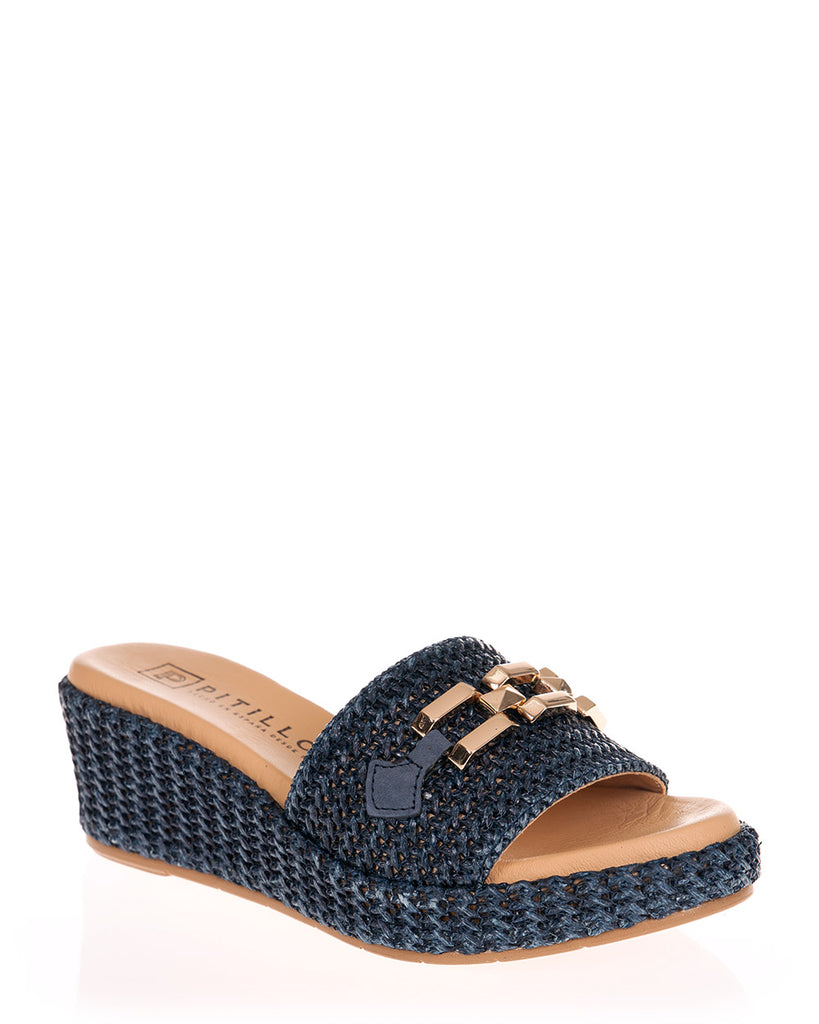 Pitillos 10562 Marino Navy Summer Wedge Slide
