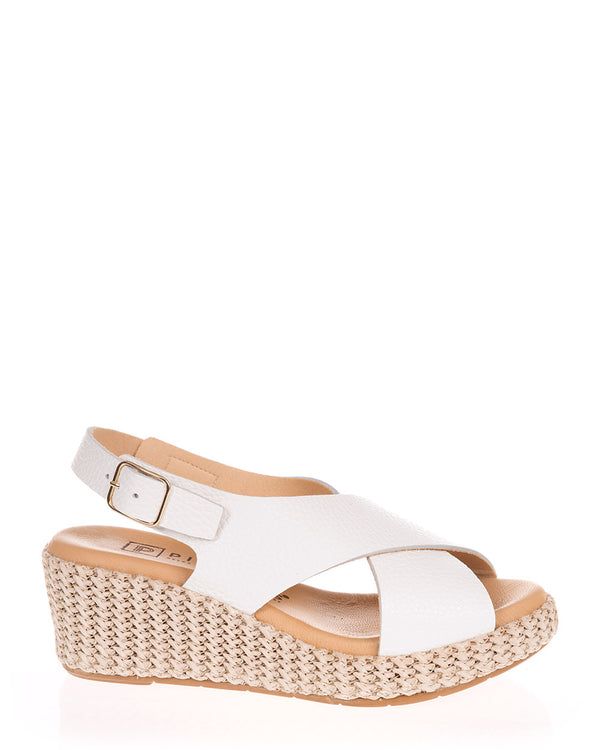 Pitillos 10567 White Leather Wedge Sandal