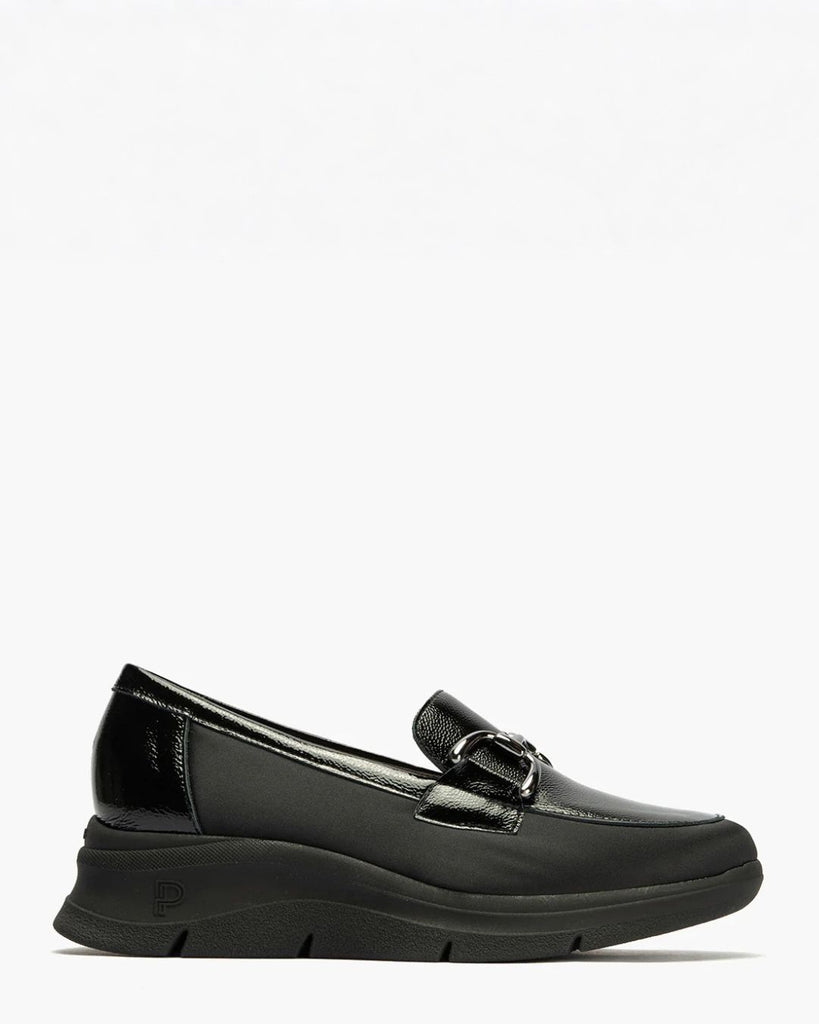 Pitillos 10914 Black Leather Wedge Loafer