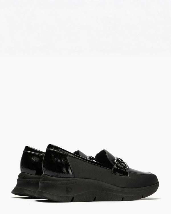 Pitillos 10914 Black Leather Wedge Loafer