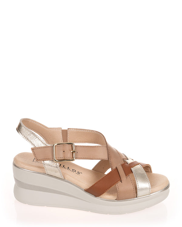 Pitillos 5614 Taupe Leather Wedge Sandal