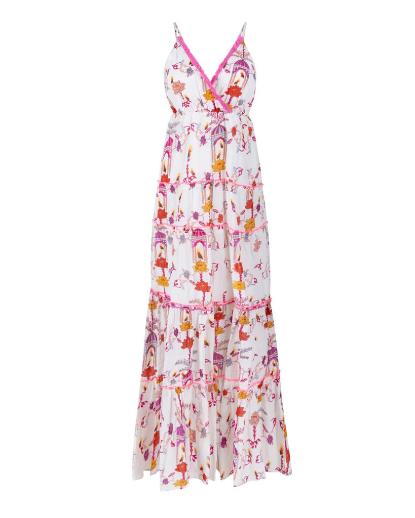 Place du Soleil Maxi Dress Birds Fuchsia