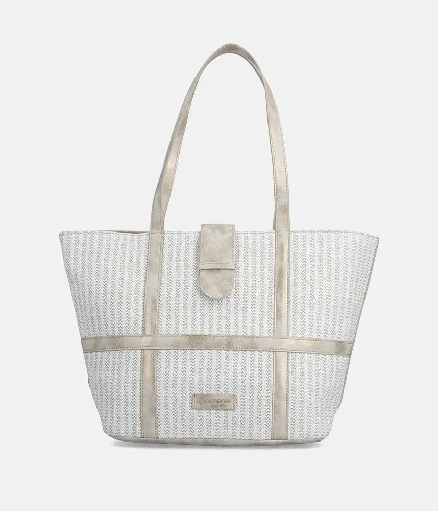 Remonte Q0764/80 Thatcher White & Gold Metallic Woven Tote Bag