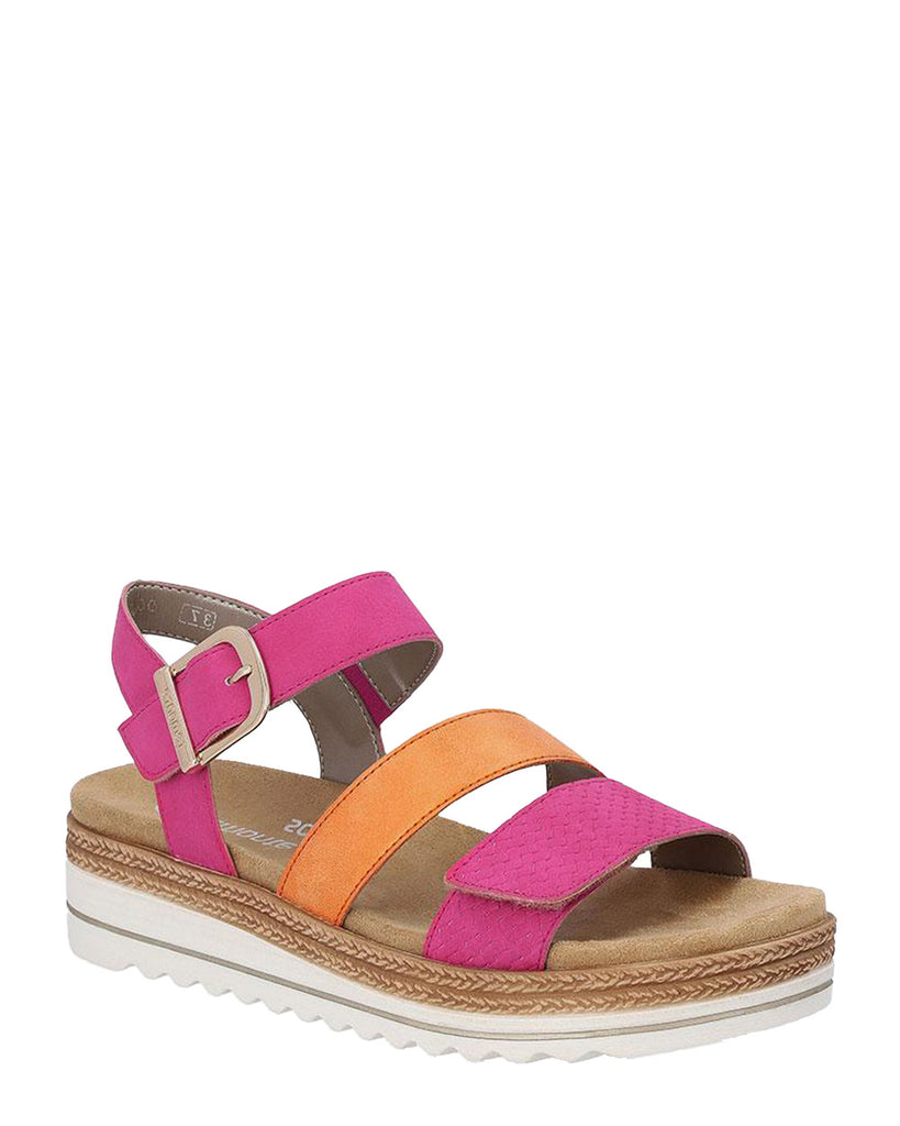 Remonte D0Q55-31 Pink/Orange Vegan Wedge Sandal