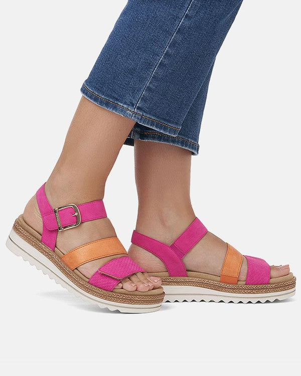 Remonte D0Q55-31 Pink/Orange Vegan Wedge Sandal