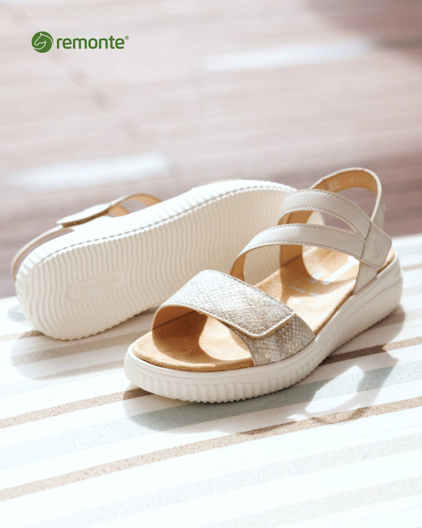 Remonte D3L51-60 Sutton Beige & White Leather Sandal