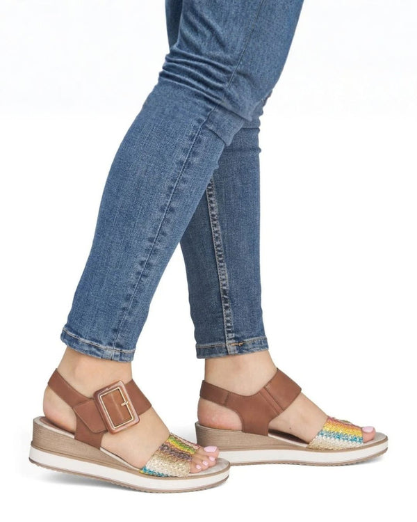 Remonte D6453-22 Wilmslow Brown Combination Leather Sandal
