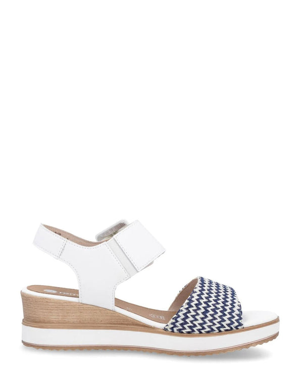 Remonte D6453-80 White Combination Leather Wedge Sandal
