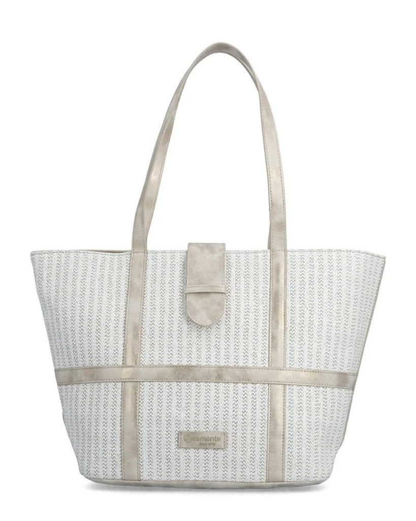 Remonte Q0764/80 Thatcher White & Gold Metallic Woven Tote Bag