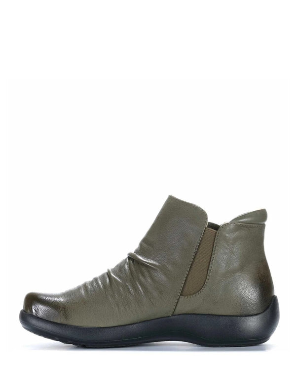 Revere Salzburg Olive Leather Wide Fit Ankle Boot