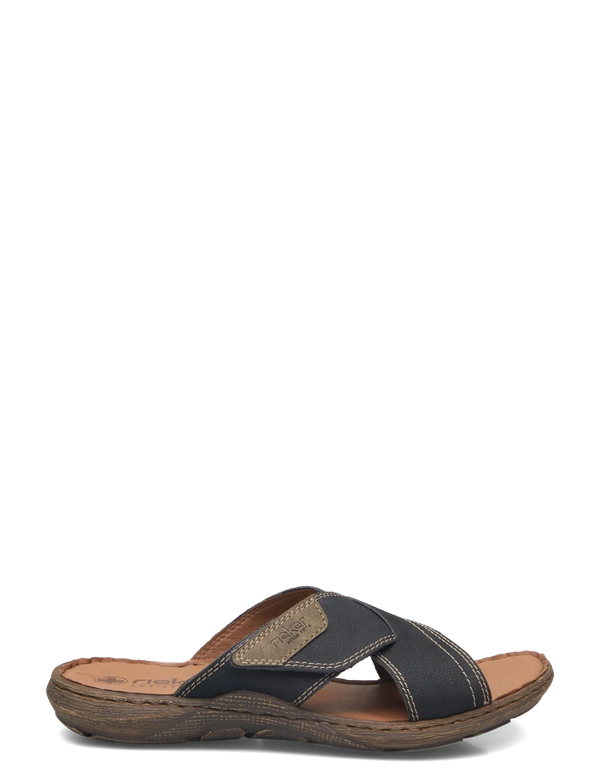 Rieker 22089-14 Mens Leather Blue Slide
