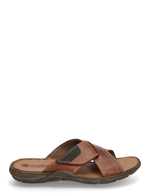 Rieker 22089-24 Mens Leather Brown Slide