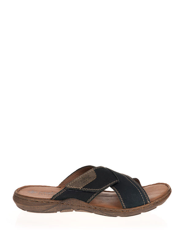 Rieker 22089-14 Mens Leather Blue Slide