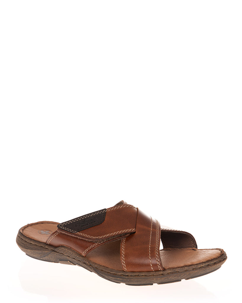 Rieker 22089-24 Mens Leather Brown Slide