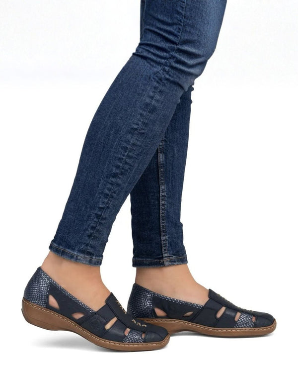 Rieker 41385-15 Gabes Navy Leather Shoe