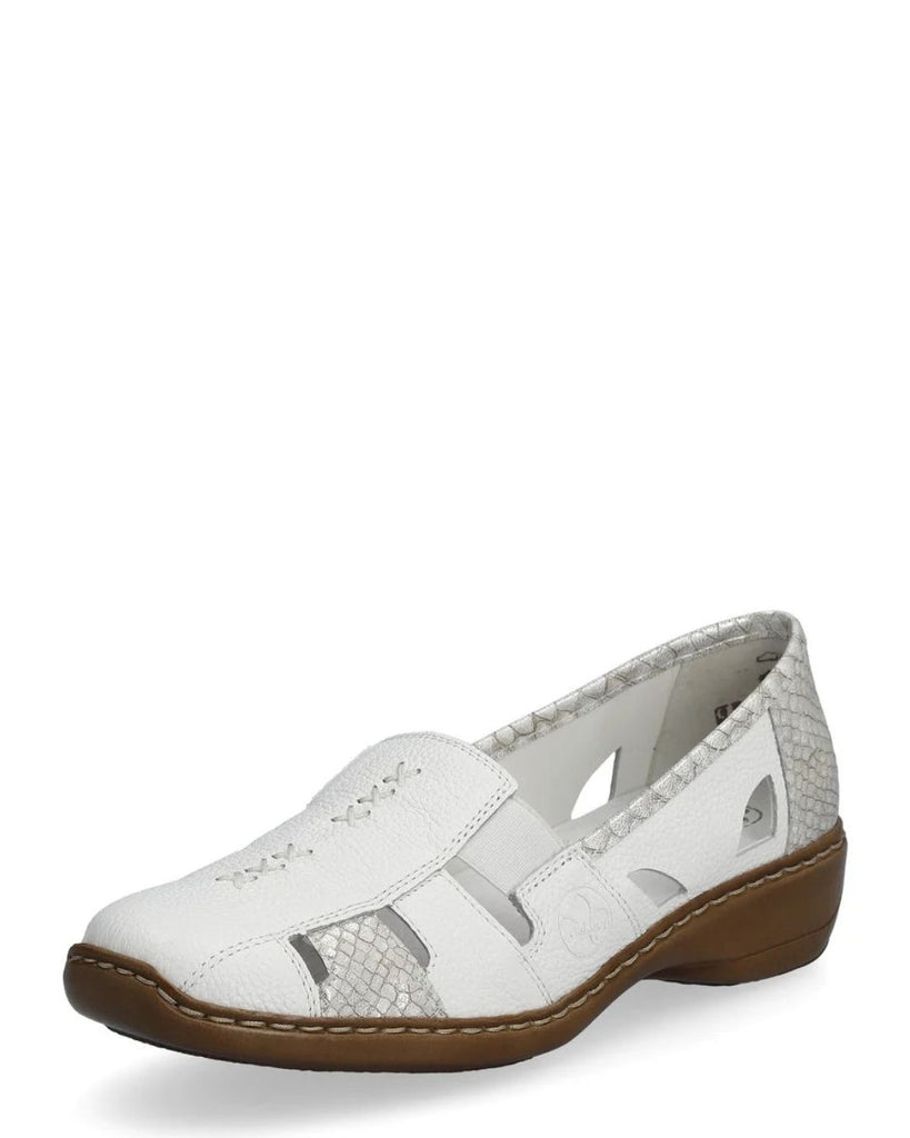 Rieker 41385-80 Gabes White Leather Shoe