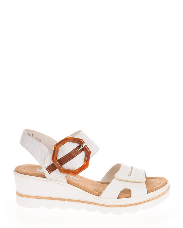 Rieker 67476-83 White Leather Sandal