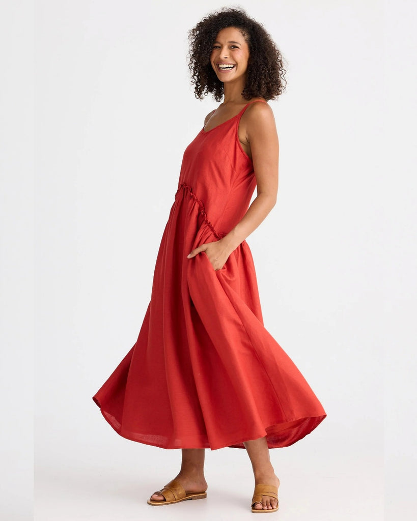 Shanty SH25123-1 Limone Dress Cherry Linen Blend