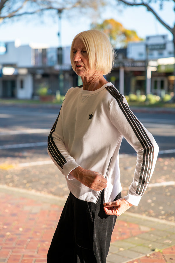 Sophie Moran Arm Stripe Sweatshirt White/Black