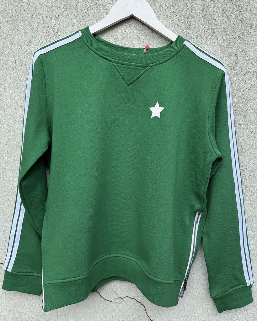 Sophie Moran Forest Green Arm Stripe Sweatshirt