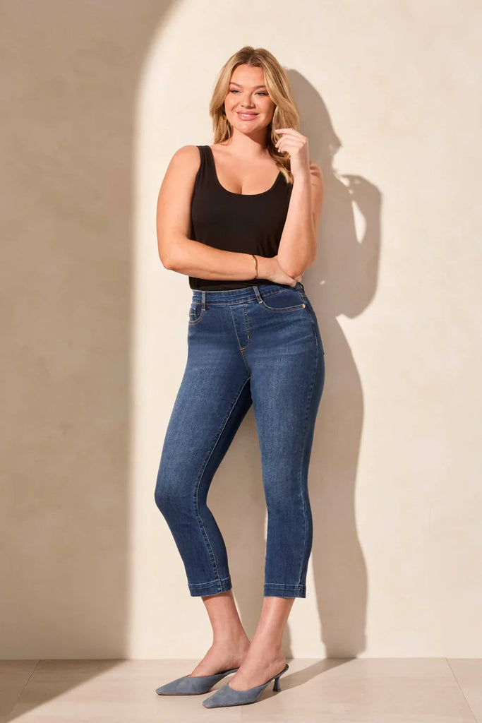 Tribal Audrey Pull on Crop Straight Jeans