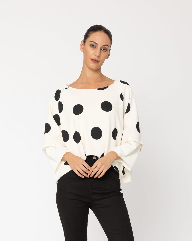 Two by Two Riza Cotton Sweatshirt White Polka Dot