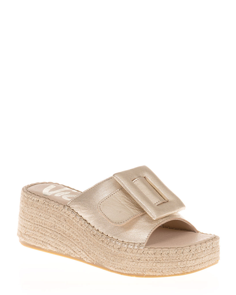 Vidorreta S25363 Napa Metal Oro Leather Espadrille Wedge