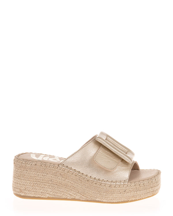 Vidorreta S25363 Napa Metal Oro Leather Espadrille Wedge