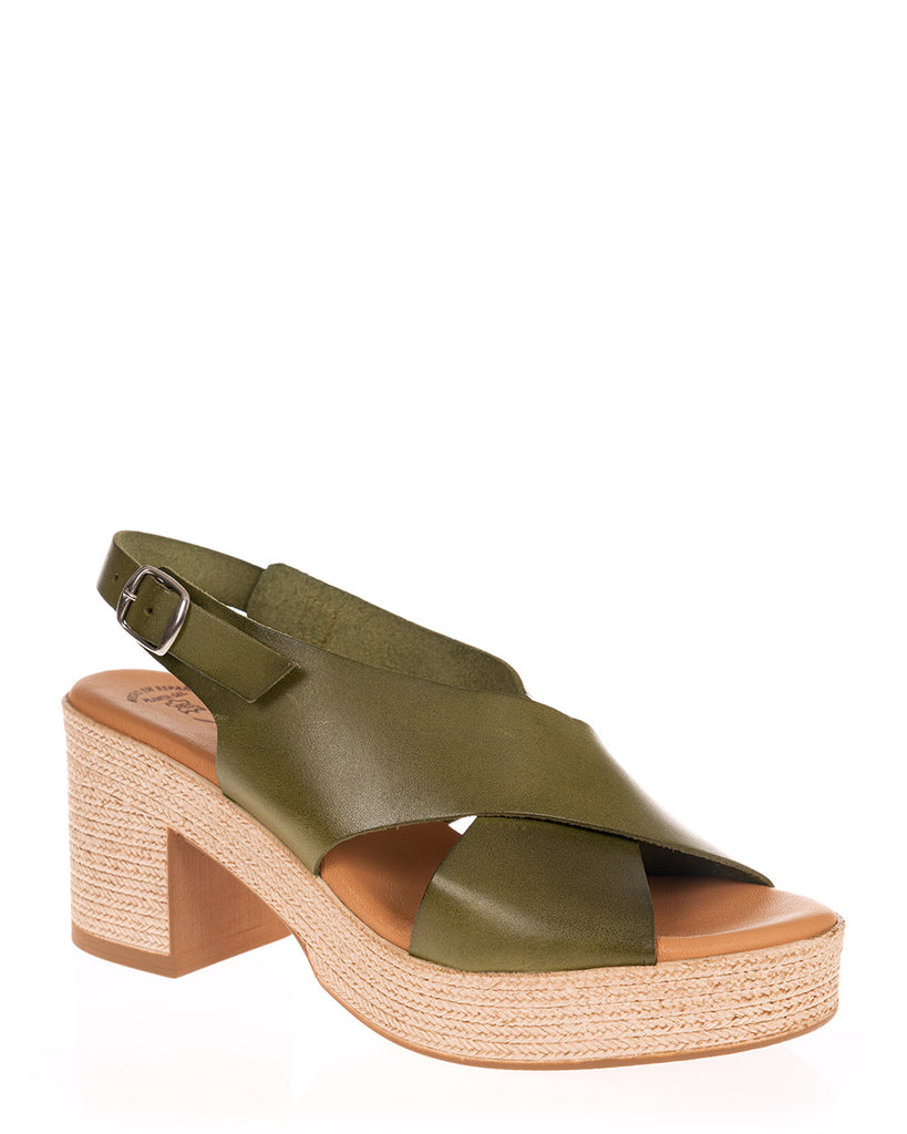 X Bonita 4314 Pistacho Leather Platform Heel Sandal