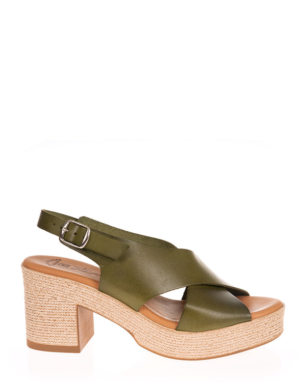X Bonita 4314 Pistacho Leather Platform Heel Sandal