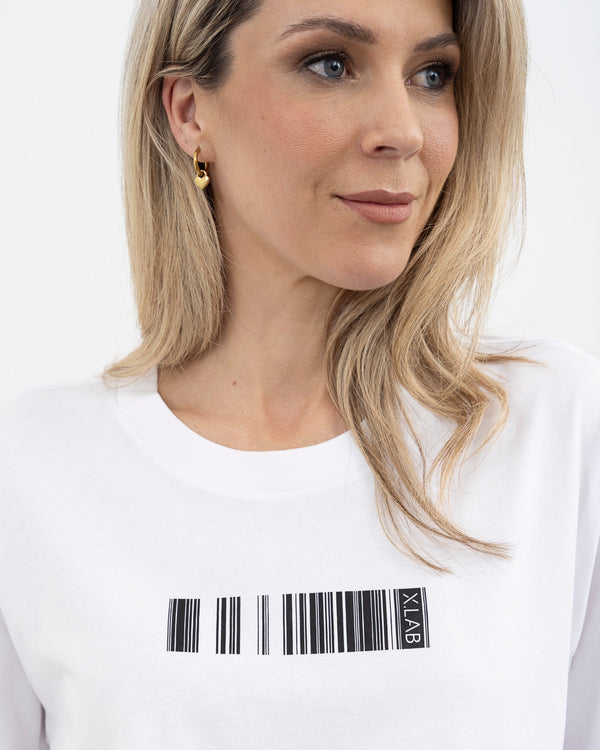 X.LAB Barcode Tee White/Black Print