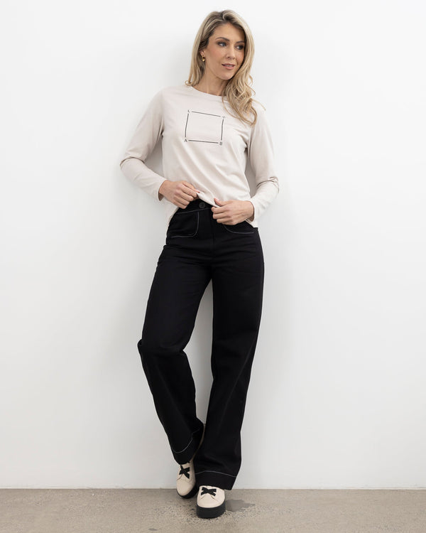 X.LAB X Box Tee Bone/Black Long Sleeved Tee