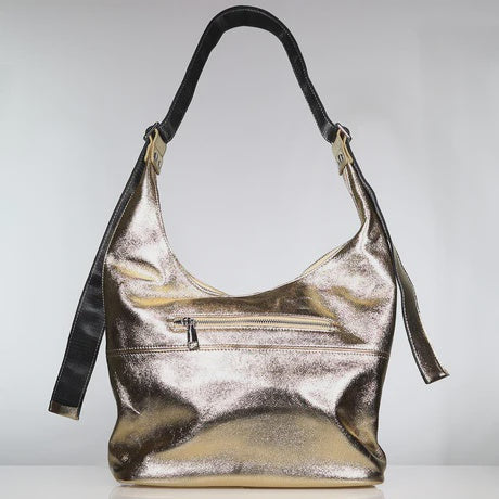 Minx Gold Leather Slouch Bag