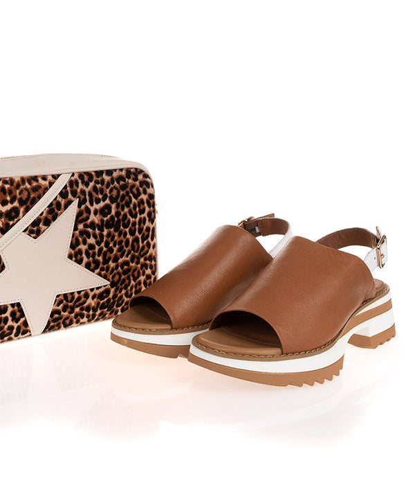 Alfie & Evie Lolly New Natural & White Leather Sandal