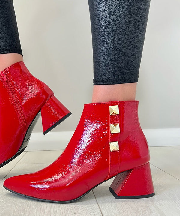 Jose Saenz 4364-NP Patent Red Leather Ankle Boot