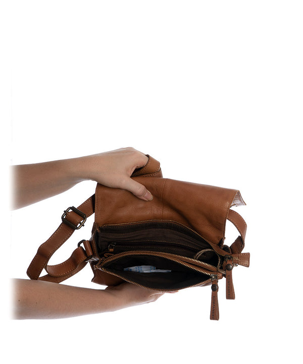 Kompanero Catalina Tobacco Stud Leather Handbag