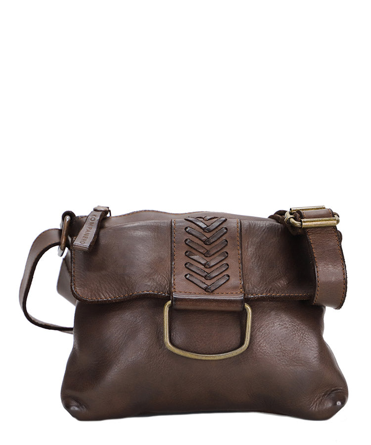 Kompanero Paxton Brown Leather Shoulder/Crossbody Bag